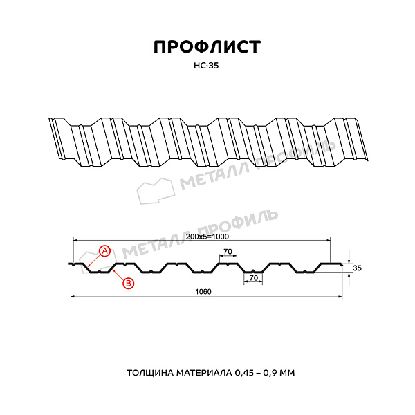 Профилированный лист НС-35x1000-B (AGNETA_Д-03-Медь-0,5)