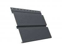 Металлический софит Квадро брус с перфорацией 0,5 GreenСoat Pural с пленкой RR 23 темно-серый (RAL 7024 мокрый асфальт)