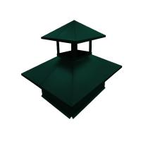 Дымник на трубу двойной 520х390мм 0,45 Drap с пленкой RAL 6005 зеленый мох