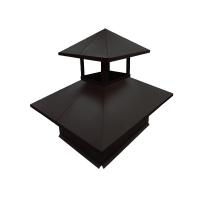 Дымник на трубу двойной 520х390мм 0,5 GreenCoat Pural BT с пленкой RR 23 темно-серый (RAL 7024 мокрый асфальт)