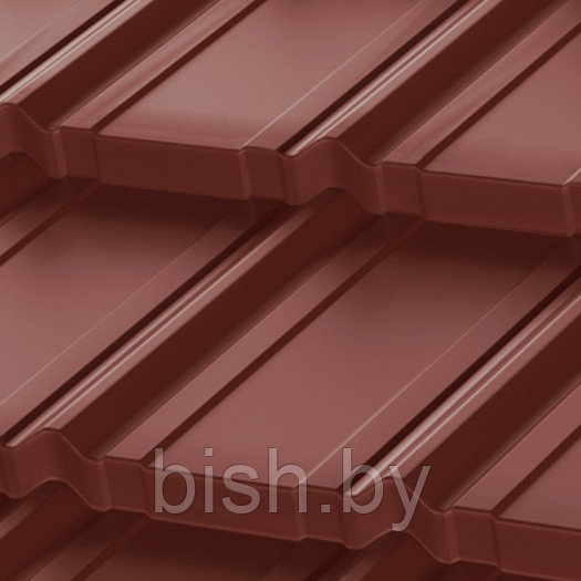 Металлочерепица модульная RoofArt Nordica, GreenCoat Pural BT, 0,53мм, скрытое крепление, кирпичный красный