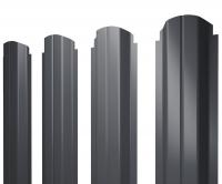 Штакетник П-образный А фигурный 0,5 GreenCoat Pural BT, matt RR 23 темно-серый (RAL 7024 мокрый асфальт)