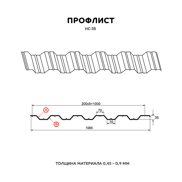 Профилированный лист НС-35x1000-B (PURETAN-20-RR35-0,5)