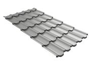 Металлочерепица квинта плюс Grand Line c 3D резом 0,45 PE RAL 9006 бело-алюминиевый