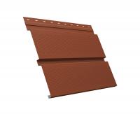 Металлический софит Квадро брус с перфорацией 0,45 Drap TX с пленкой RAL 8004 терракота