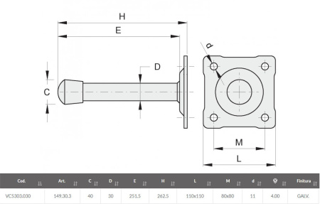 Упор настенный удлиненный