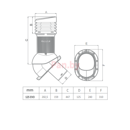 Вентиляционный выход Wirplast Wirovent Evo Perfekta E26 125 RAL 9005