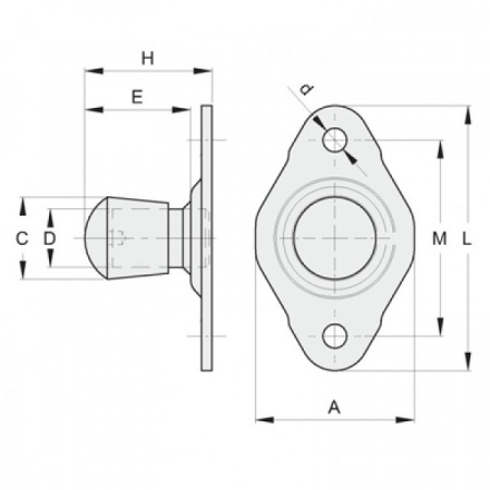 Упор настенный с демпфером с площадкой под анкер d=22